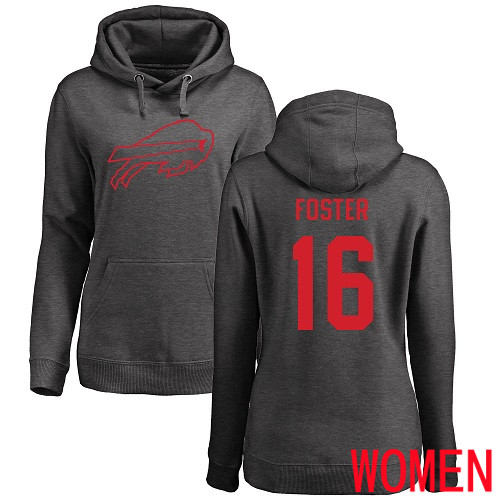 NFL Women Buffalo Bills 16 Robert Foster Ash One Color Pullover Hoodie Sweatshirt